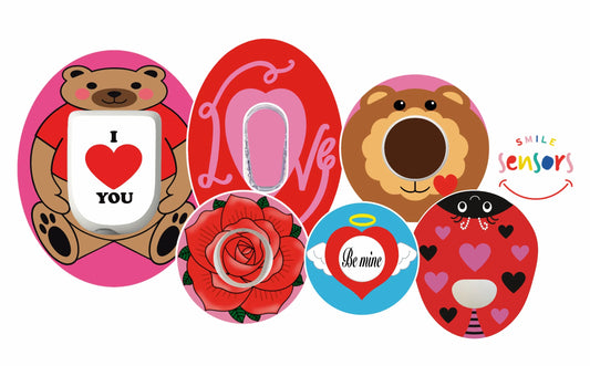 Heart-shaped CGM and insulin pump patches for Valentine's Day