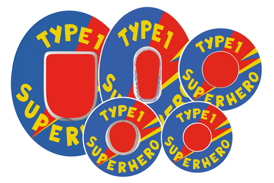 Type 1 Superhero Blue waterproof CGM Patch for Freestyle Libre, Dexcom, Omnipod and Medtronic by SmileSensors