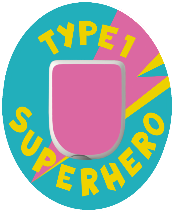 Type 1 Superhero waterproof Patch for Omnipod vertical adhesive by SmileSensors