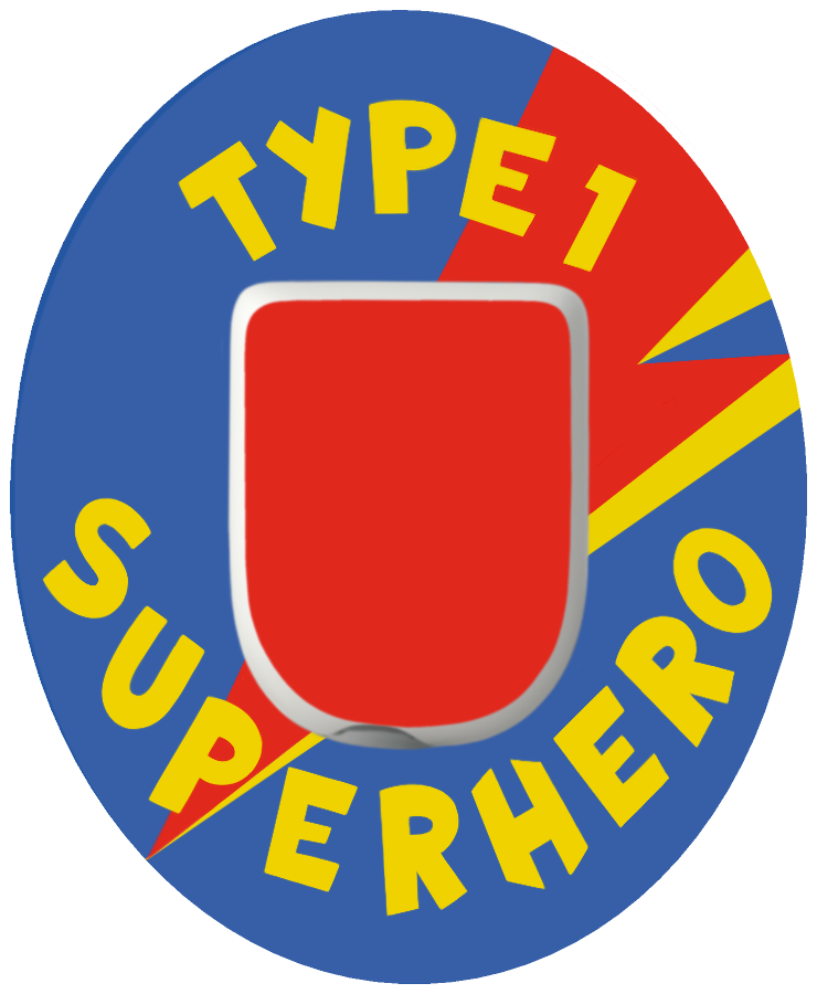 Type 1 Superhero Blue waterproof Patch for Omnipod vertical adhesive by SmileSensors