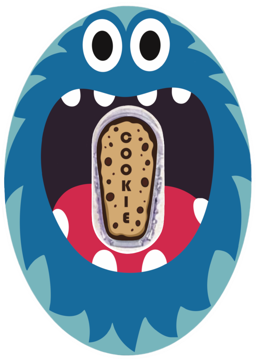 Cookie Monster waterproof CGM Patch for Dexcom G6 vertical adhesive by SmileSensors