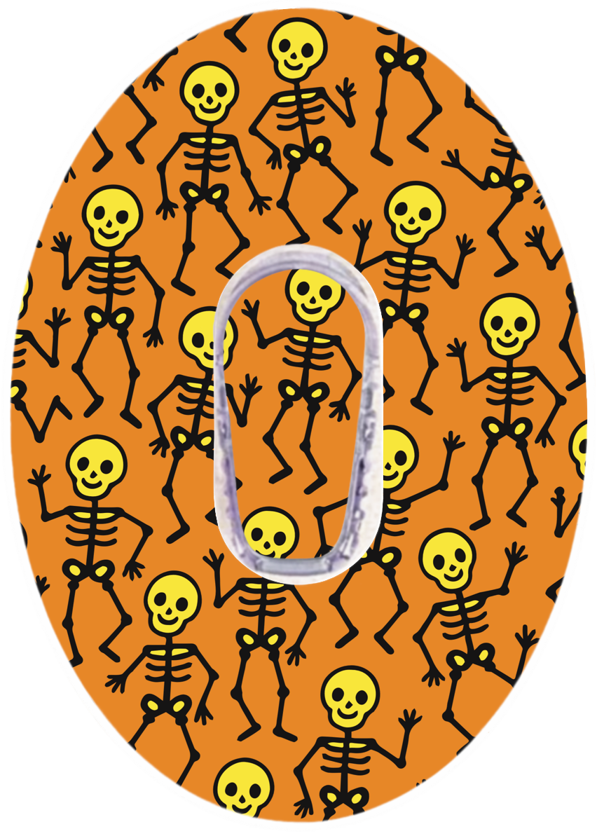 Halloween CGM Skeletons Orange waterproof Patch for Dexcom G6 vertical adhesive by SmileSensors
