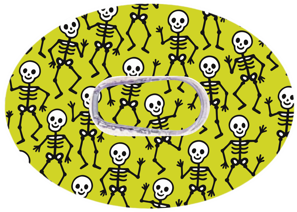 Halloween CGM Patch Skeletons Green for Dexcom G6 / One horizontal adhesive by SmileSensors