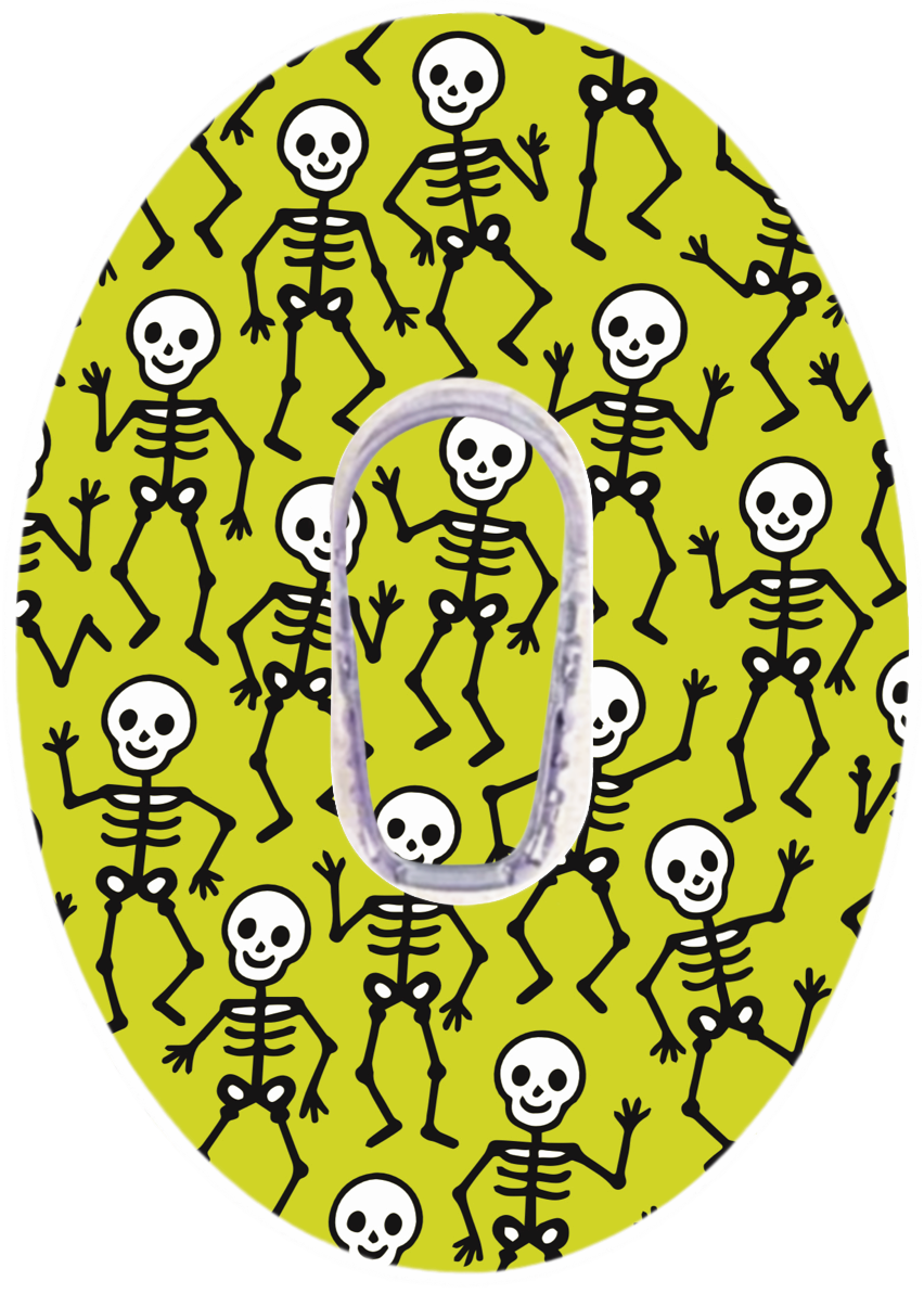 Halloween CGM Skeletons green waterproof Patch for Dexcom G6 / One vertical adhesive by SmileSensors