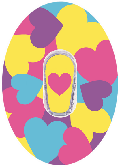 Pastel Hearts CGM patch from SmileSensors on Dexcom G6 sensor 