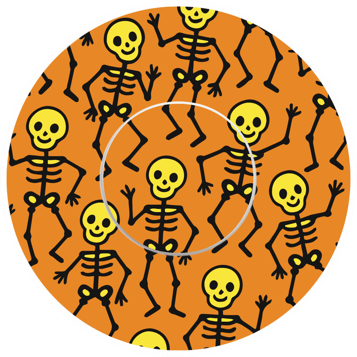 Halloween Skeletons Orange CGM Waterproof Patch for Freestyle Libre 2 adhesive by SmileSensors