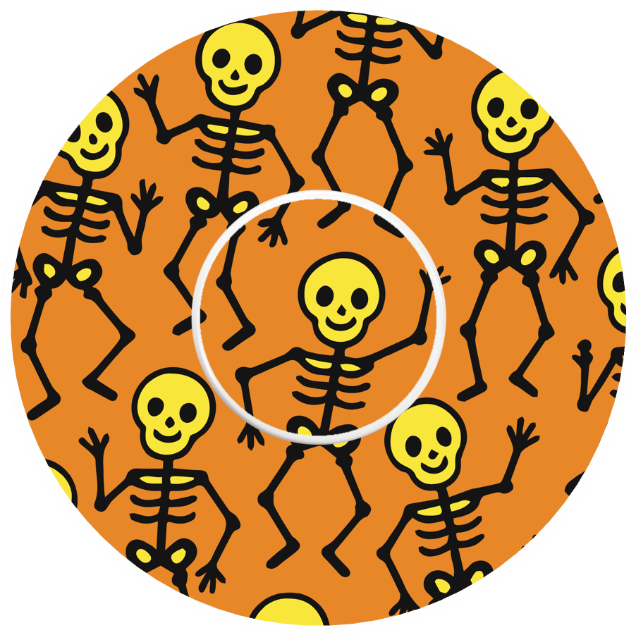 Halloween Skeletons Orange CGM Waterproof Patch for Freestyle Libre 3 / Instinct adhesive by SmileSensors