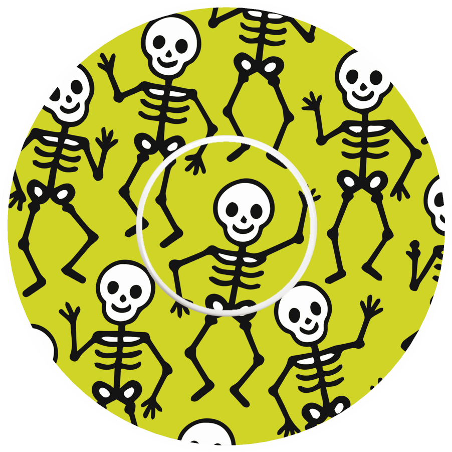 Halloween Skeletons green CGM Waterproof Patch for Freestyle Libre 3 / Instinct adhesive by SmileSensors