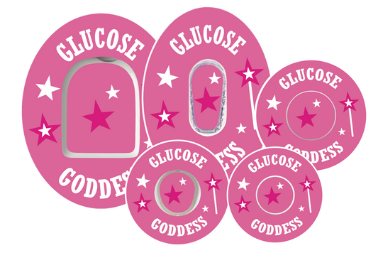 Pink overlay patch, 'Glucose Goddess' for diabetic CGM’s and insulin pumps.