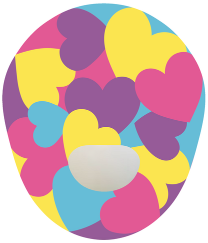 Pastel Hearts CGM patch from SmileSensors on Guardian Enlite sensor