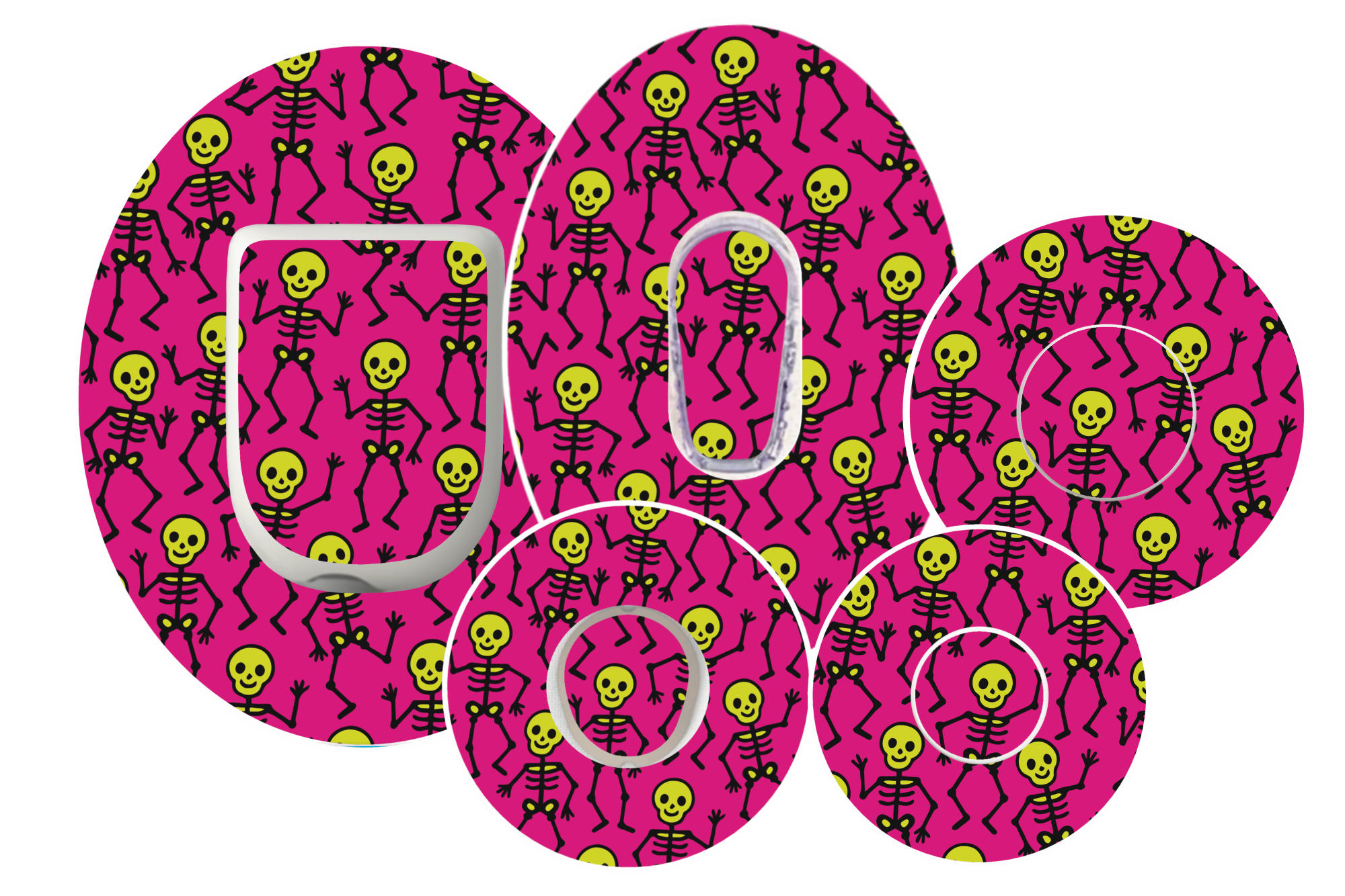 Halloween Skeletons Pink CGM waterproof Patchs for Freestyle Libre, Dexcom, Omnipod and Medtronic by SmileSensors