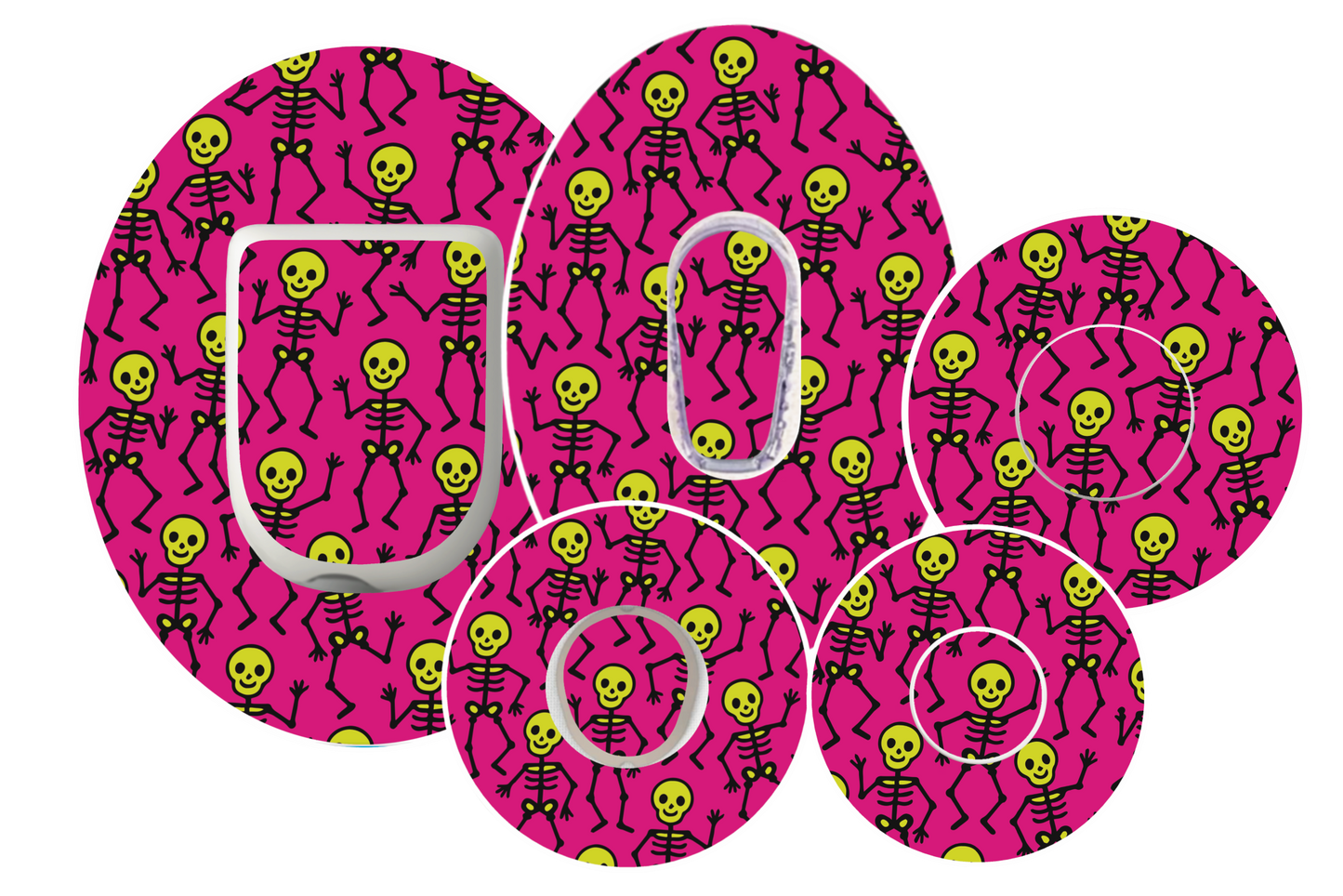 Halloween Skeletons Pink CGM waterproof Patchs for Freestyle Libre, Dexcom, Omnipod and Medtronic by SmileSensors