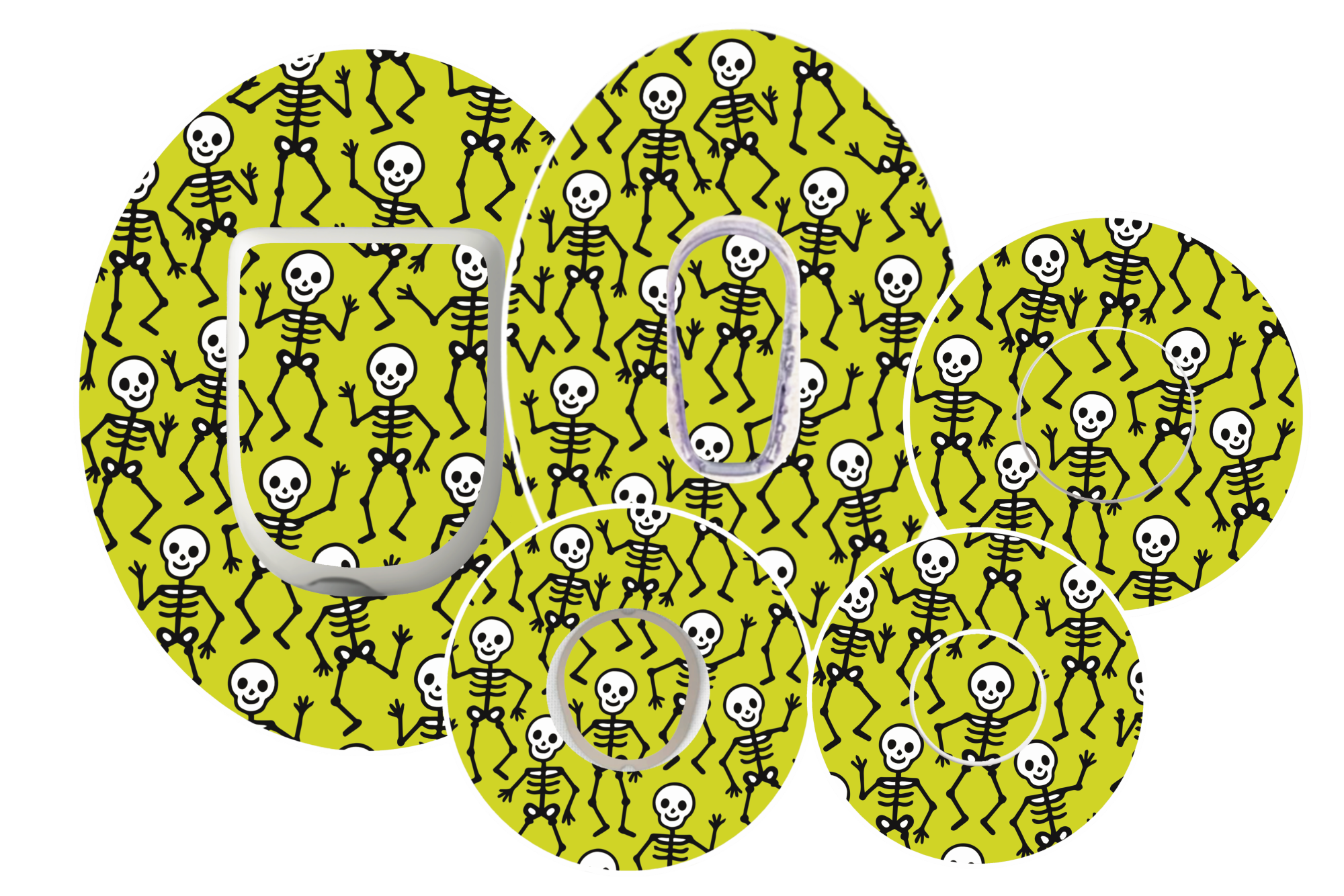 Halloween Skeletons Green CGM waterproof Patchs for Freestyle Libre, Dexcom, Omnipod and Medtronic by SmileSensors