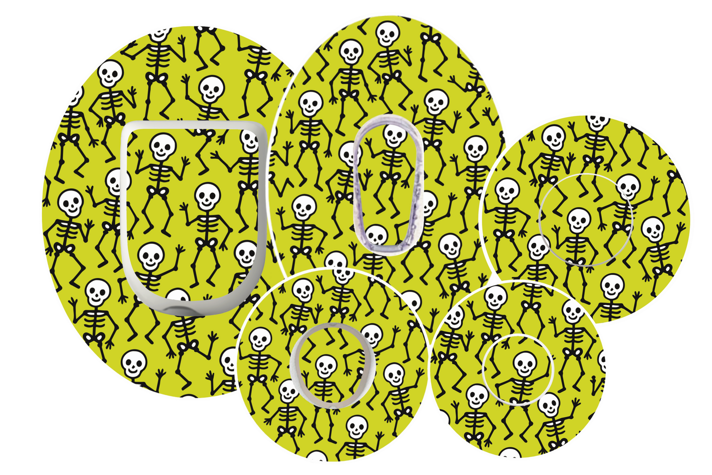 Halloween Skeletons Green CGM waterproof Patchs for Freestyle Libre, Dexcom, Omnipod and Medtronic by SmileSensors