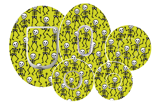 Halloween Skeletons Green CGM waterproof Patchs for Freestyle Libre, Dexcom, Omnipod and Medtronic by SmileSensors