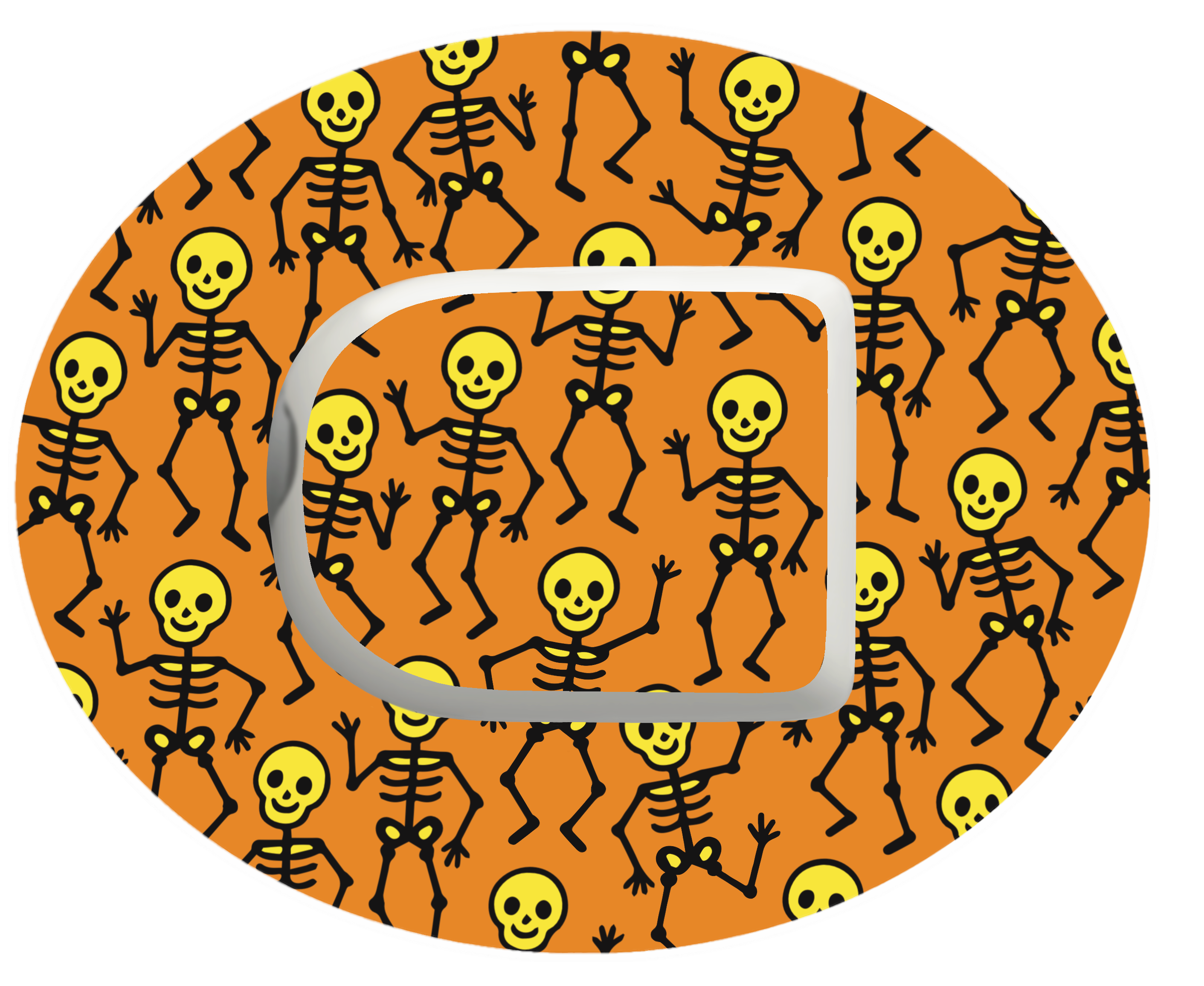 Halloween Pump Skeletons Orange Waterproof Patch for Omnipod horizontal adhesive by SmileSensors
