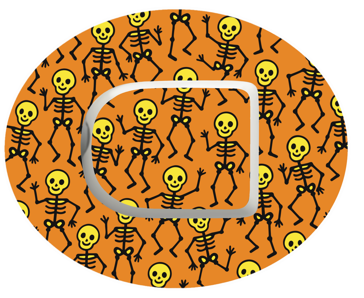 Halloween Pump Skeletons Orange Waterproof Patch for Omnipod horizontal adhesive by SmileSensors
