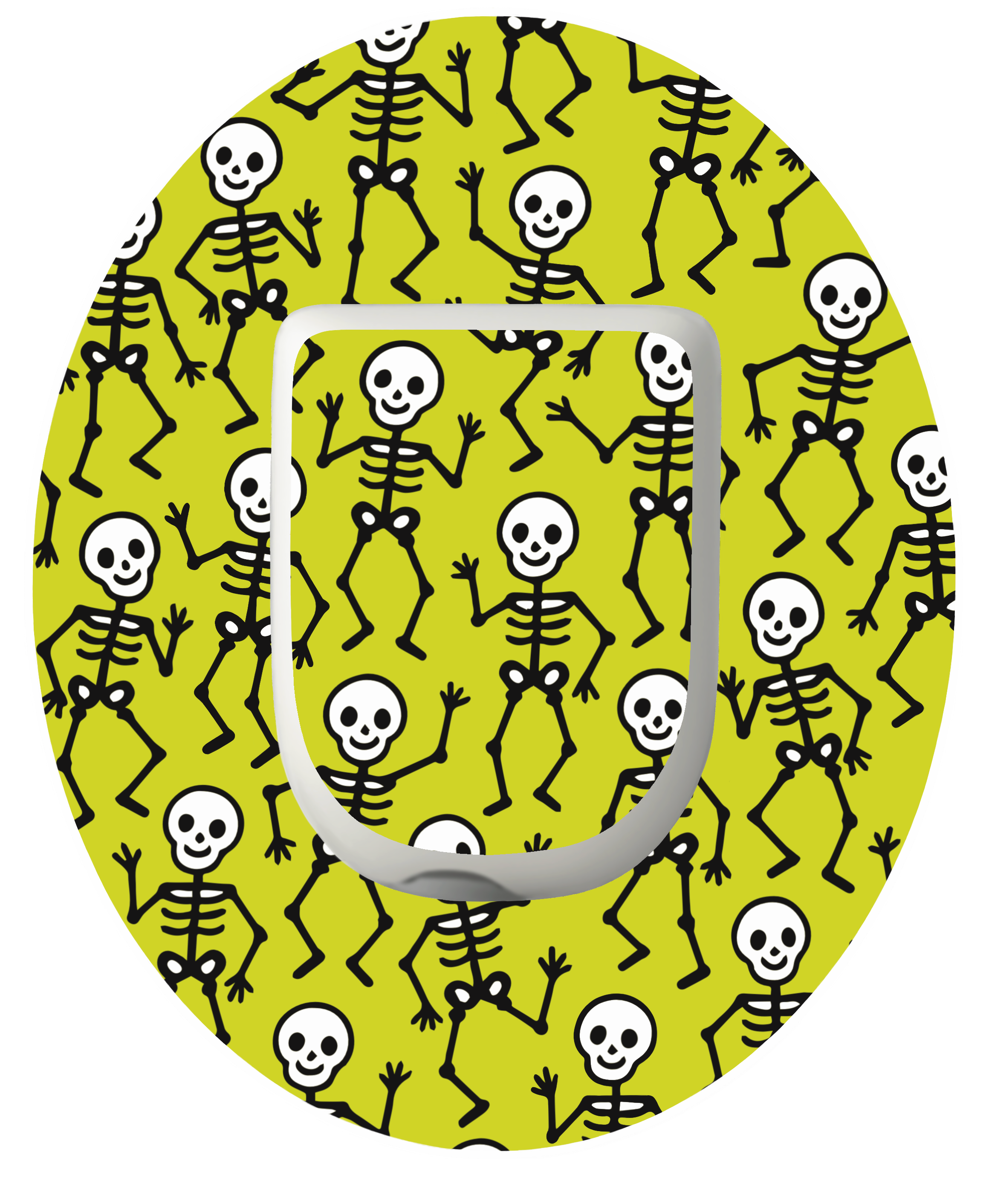 Halloween Pump patch - Halloween Skeletons Green Waterproof Patch for Omnipod vertical adhesive by SmileSensors