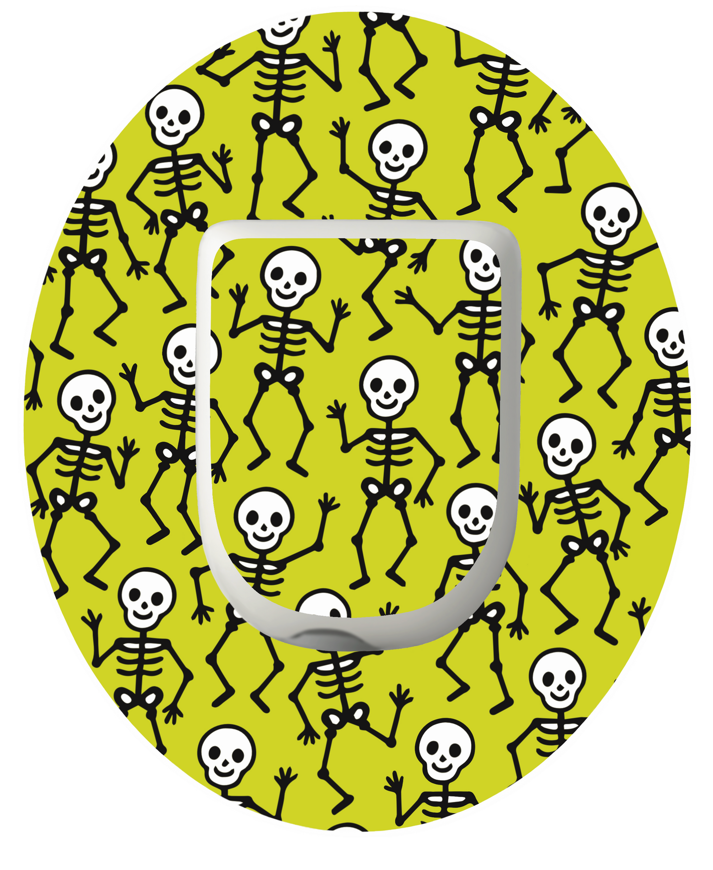 Halloween Pump patch - Halloween Skeletons Green Waterproof Patch for Omnipod vertical adhesive by SmileSensors