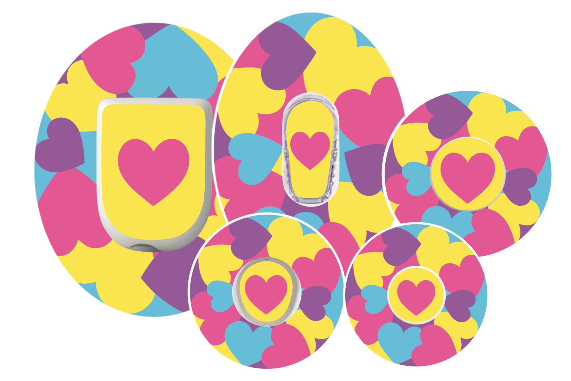 Pastel Hearts CGM patch from SmileSensors compatible with Dexcom, Freestyle Libre, Omnipod and Guardian Enlite