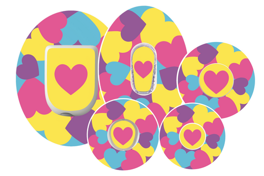 Pastel Hearts CGM patch from SmileSensors compatible with Dexcom, Freestyle Libre, Omnipod and Guardian Enlite