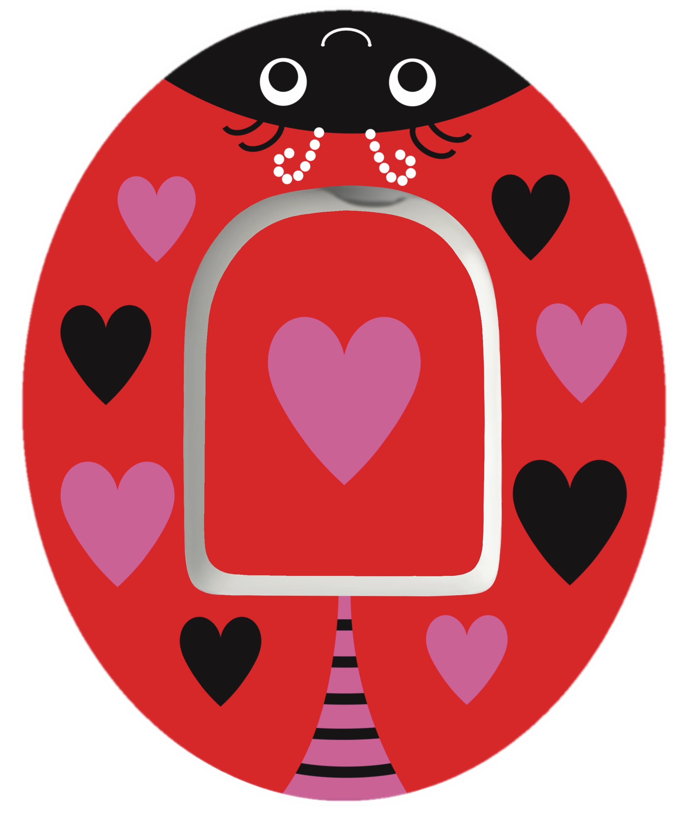 SmileSensors LoveBug Valentine’s Day insulin pump patch for Omnipod devices, waterproof and skin-friendly