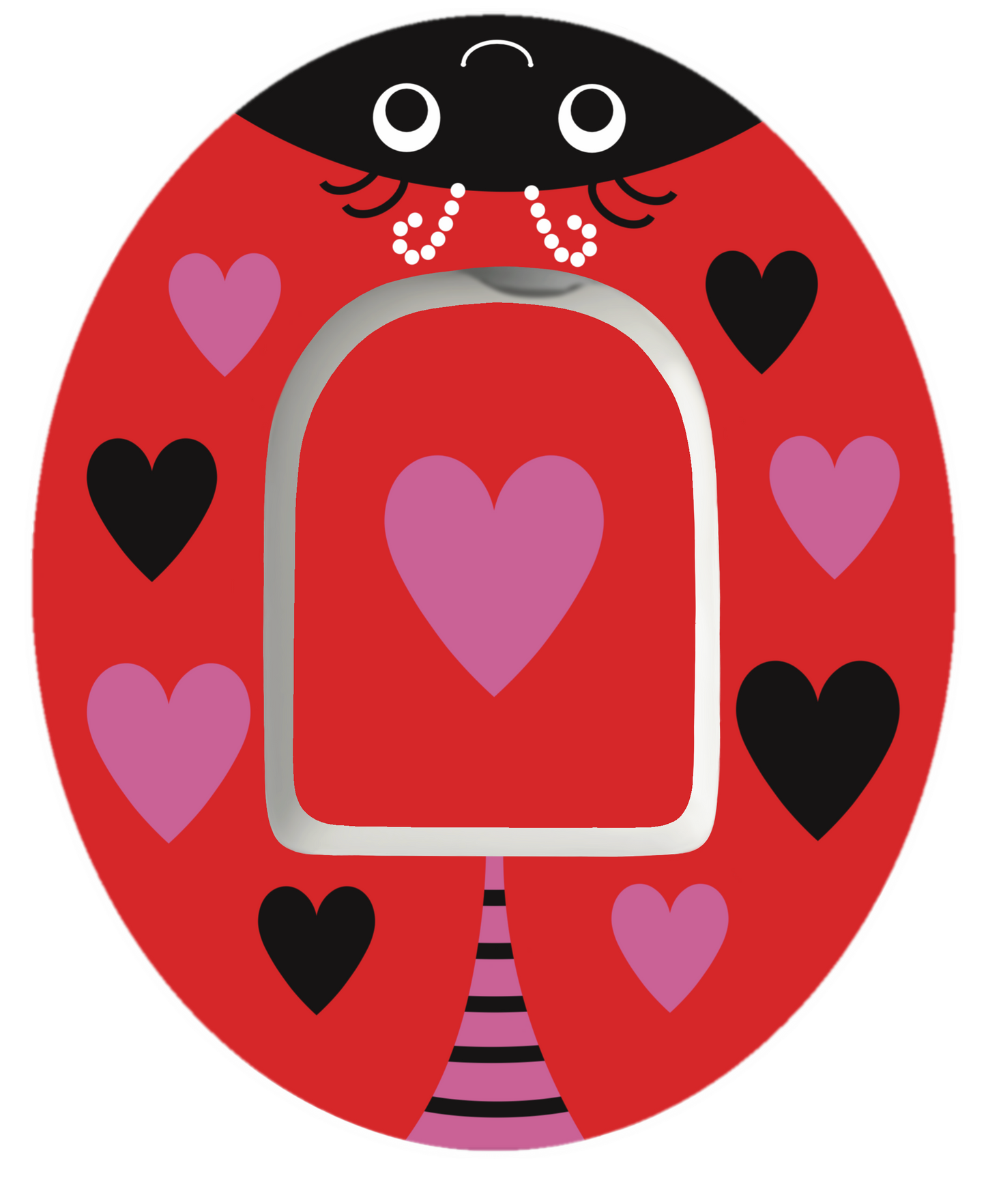 SmileSensors LoveBug Valentine’s Day insulin pump patch for Omnipod devices, waterproof and skin-friendly