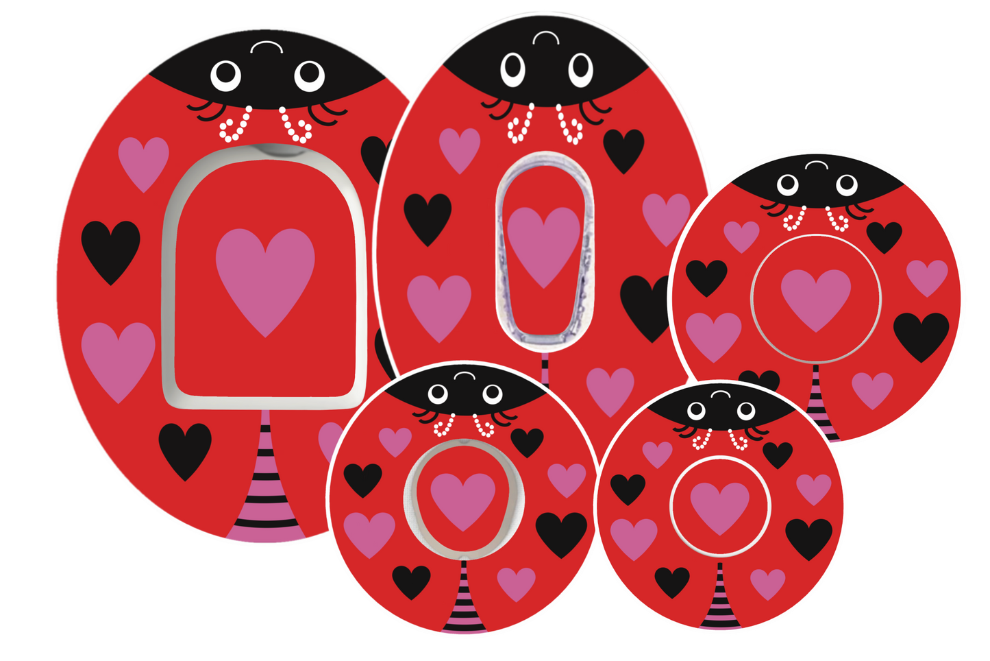 SmileSensors LoveBug Valentine’s Day CGM and insulin pump patches collection for Freestyle Libre, Dexcom, Omnipod, and Guardian Enlite