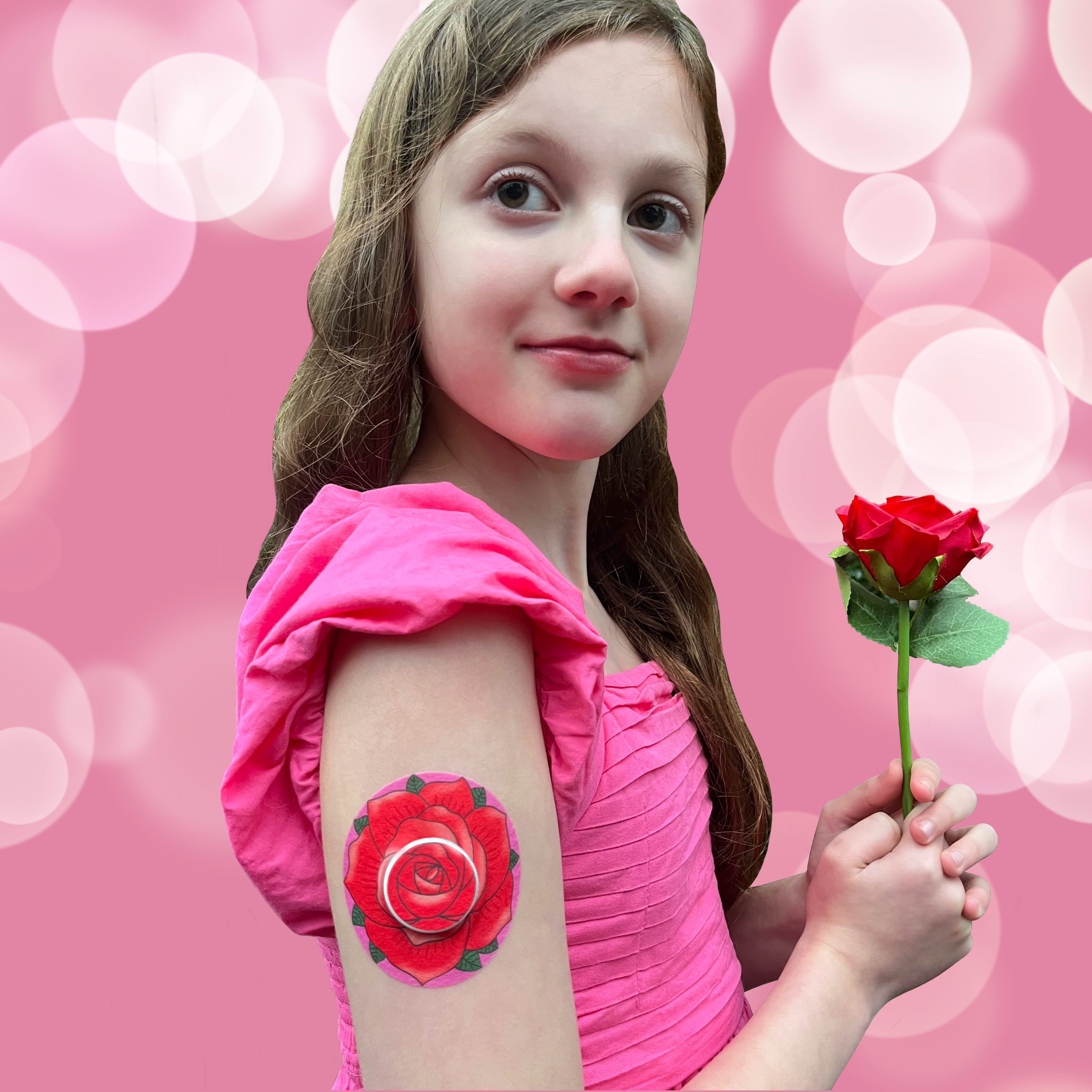 SmileSensros Valentine's Day Rose Cgmnd Insulin Pump Patches for Freestyle Libre Dexcom, Omniipod and Guadian Enliite. 