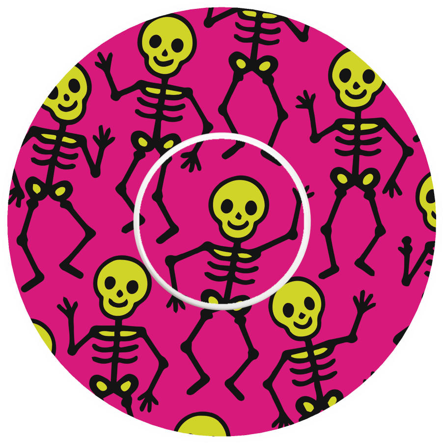 Halloween Skeletons pink CGM Waterproof Patch for Freestyle Libre 3 / Instinct adhesive by SmileSensors